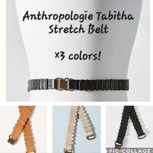 3x Anthropologie Strerch Belt - pale gold, camel brown suede, black